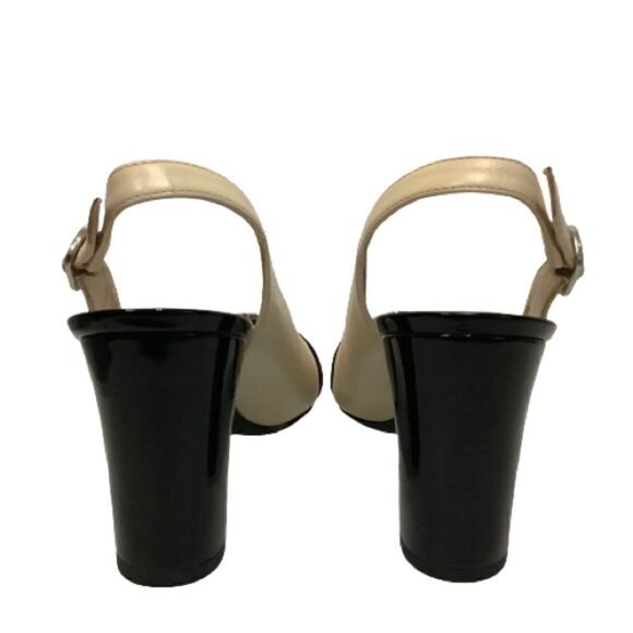 NATURALIZER PEEP TOE SLINGBACK BLACK AND CREAM LEATHER HEELS SIZE 9 NWOT‎ - Picture 3 of 9